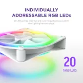 FAN NZXT F140RGB Duo - 140mm Dual-sided RGB Fan - Double Pack (White) w/RGB Controller (RF-D14DF-W1)