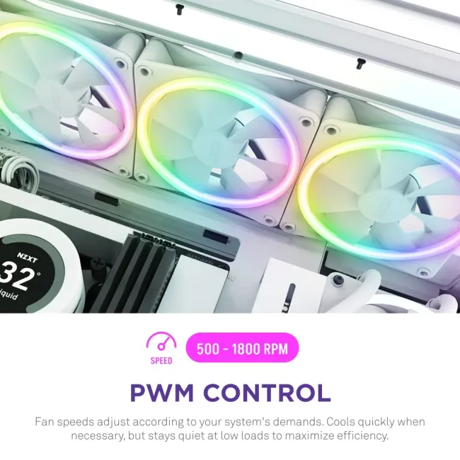 FAN NZXT F140RGB Duo - 140mm Dual-sided RGB Fan - Double Pack (White) w/RGB Controller (RF-D14DF-W1)