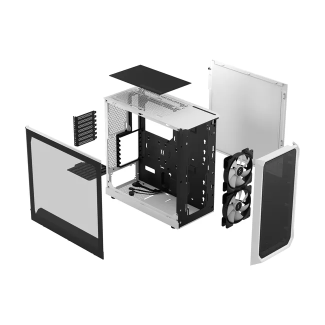 Fractal Design Focus 2 RGB White TG Clear Tint - Mid Tower Gaming CASE, Tempered Glass