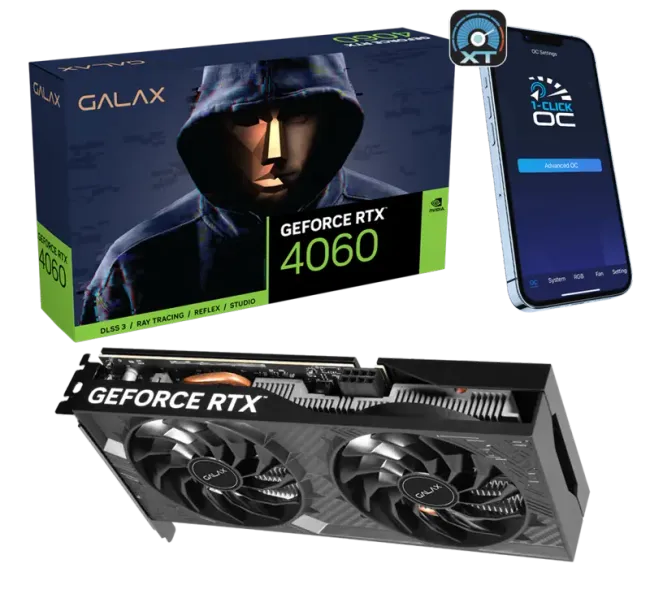 Galax RTX 4060 ONE CLICK OC 2X V2 BLACK PCI-E 8GB GDDR6 128Bit