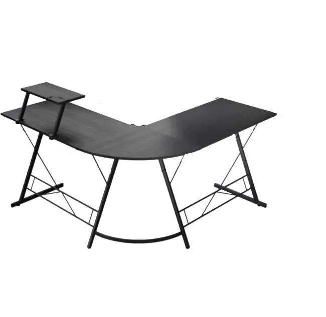 GAMEON L-Shaped Slayer I Series Gaming Desk (Size: 129*129*74cm &amp; Table top 80*46cm) With Headset Hook, Cup Holder &amp; Accessories Stand - Black