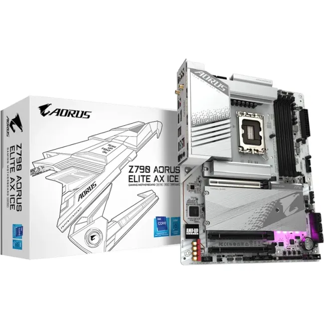 GB Motherboard Z790 Aurus elite ax ice LGA 1700 Antel Z790 X ATX DDR5 4* M.2 micro t PCIe 5 USB 3.2 Type C WiFi 6E LAN 2.5 GbE ez plus Z790 Aorus elite ace