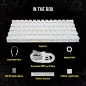 K70 PRO MINI WIRELESS 60% Mechanical CHERRY MX Red Switch Keyboard with RGB Backlighting - White