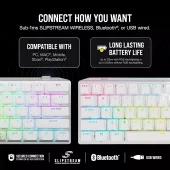 K70 PRO MINI WIRELESS 60% Mechanical CHERRY MX Red Switch Keyboard with RGB Backlighting - White