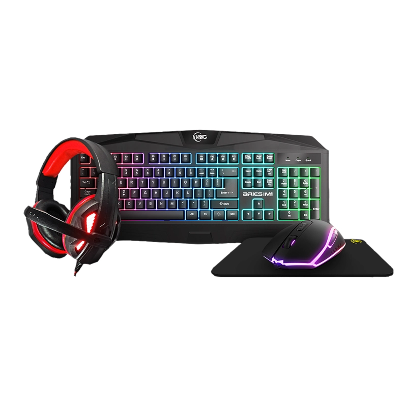 KWG | 4-IN-1 MULTI-COLOR WIRED GAMING COMBO Keyboard , Mouse , Headset , Mousepad | ARIES-M1