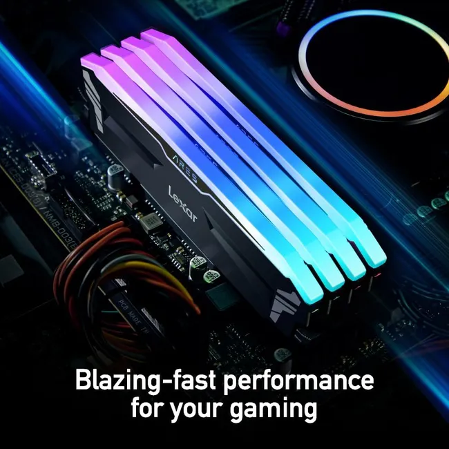 Lexar Ram DDR5 RGB from Ares 32GB (16GB×2) 6000MHz, desktop computer memory U-DIMM 288, game memory with RGB lighting, XMP 2.0 High Performance (Black) LD5U16G60C34LA-RGD