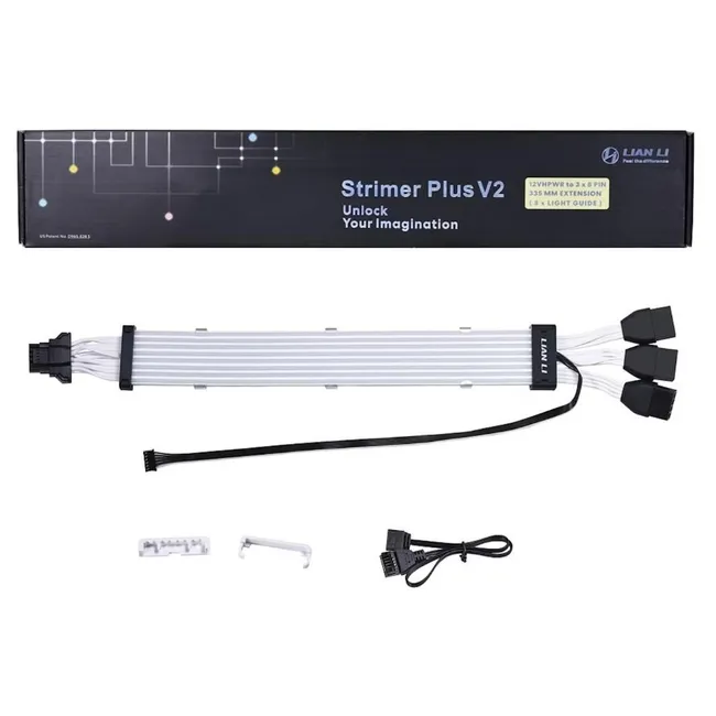 Lian Li Strimer Plus V2 12VHPWR (12+4 To 3x8 Pin) 8 Light Guides ARGB Extension Cable