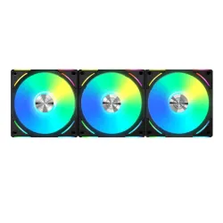 مروحة , ليان لي , UNI FAN AL V2 120 ARGB , أسود , 3 قطع , حجم 120 مم , 2000 دورة/د , تحكم PWM , مع وحدة تحكم