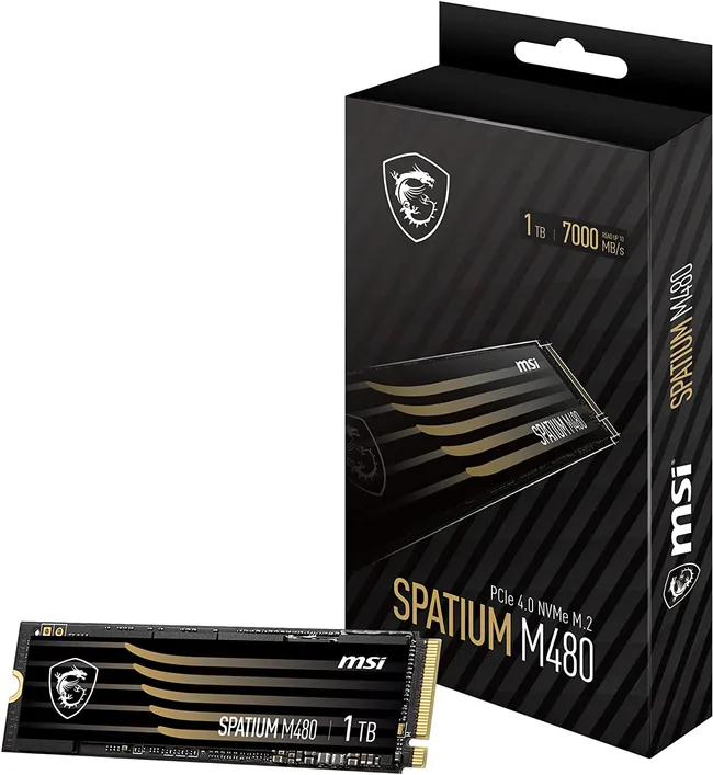 MSI SPATIUM M480 1TB PCIe 4.0 NVMe M.2 Internal SSD PCIe Gen4 NVMe 1.4 3D NAND 1400 TBW (SPATIUM M480 PCIe 4.0 NVMe M.2 )