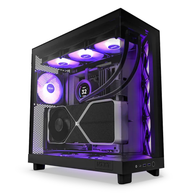 NZXT H6 Flow RGB (2023) Compact Dual-chamber ATX Case with RGB Fans - All Black (CC-H61FB-R1)