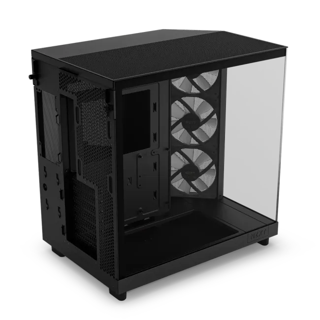 NZXT H6 Flow RGB (2023) Compact Dual-chamber ATX Case with RGB Fans - All Black (CC-H61FB-R1)