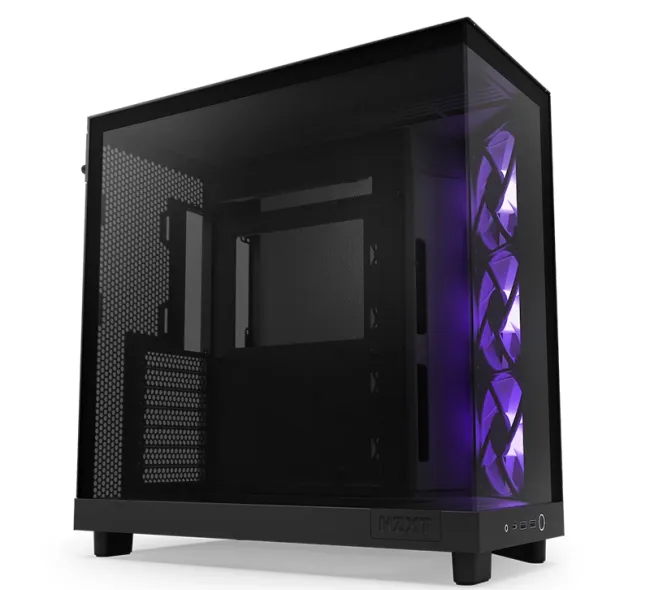 NZXT H6 Flow RGB (2023) Compact Dual-chamber ATX Case with RGB Fans - All Black (CC-H61FB-R1)