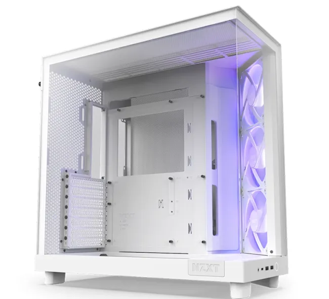 NZXT H6 Flow RGB (2023) Compact Dual-chamber ATX Case with RGB Fans - All White