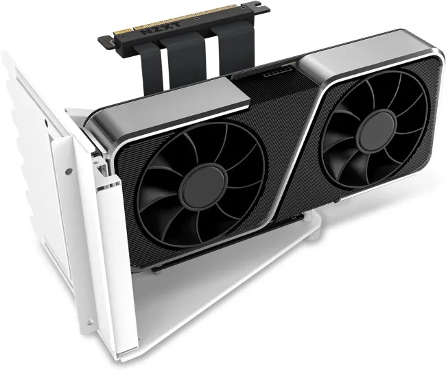 NZXT Vertical GPU Mounting Kit - AB-RH175-W1-175 mm PCIe 4.0x16 Riser Cable - GPU Holder - Sturdy Steel Bracket - White