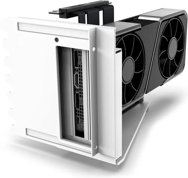 NZXT Vertical GPU Mounting Kit - AB-RH175-W1-175 mm PCIe 4.0x16 Riser Cable - GPU Holder - Sturdy Steel Bracket - White