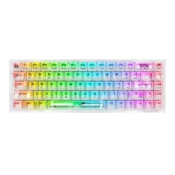 Redragon Castor Pro K631CT, wireless, bluetooth, gaming, mechanical, red switches, TKL, RGB, white transparent Keyboard