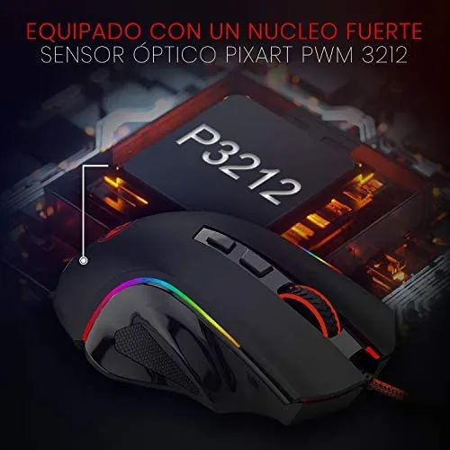 Redragon Griffin M607 Wired USB Gaming Mouse with 7 Programmable Buttons / 7200 DPI/RGB Lighting for Windows/Mac PC