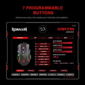 Redragon Griffin M607 Wired USB Gaming Mouse with 7 Programmable Buttons / 7200 DPI/RGB Lighting for Windows/Mac PC