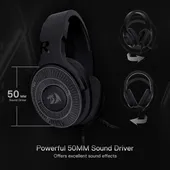 Redragon H350 Pandora RGB Wired Gaming Headset BLACK , Dynamic RGB Backlight - Stereo Surround-Sound - 50MM Drivers - Detachable Microphone, Over-Ear Headphones Works for PC/PS4/XBOX One/NS