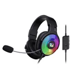 Redragon H350 Pandora RGB Wired Gaming Headset BLACK , Dynamic RGB Backlight - Stereo Surround-Sound - 50MM Drivers - Detachable Microphone, Over-Ear Headphones Works for PC/PS4/XBOX One/NS