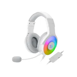 Redragon H350 Pandora RGB Wired Gaming Headset WHITE , Dynamic RGB Backlight - Stereo Surround-Sound - 50MM Drivers - Detachable Microphone, Over-Ear Headphones Works for PC/PS4/XBOX One/NS