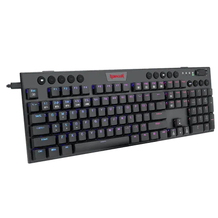 Redragon K618 Horus Wireless RGB Mechanical Keyboard, BT/2.4Ghz/Wired Tri-Mode Low Profile Gaming Keyboard w/Ultra-Thin Design, Dedicated Media Control &amp; Linear Red Switch