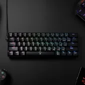 Redragon K630 Dragonborn 60% Wired RGB Gaming Keyboard, 61 Keys Compact Mechanical Keyboard with Linear Red Switch, Pro Driver Support, Black