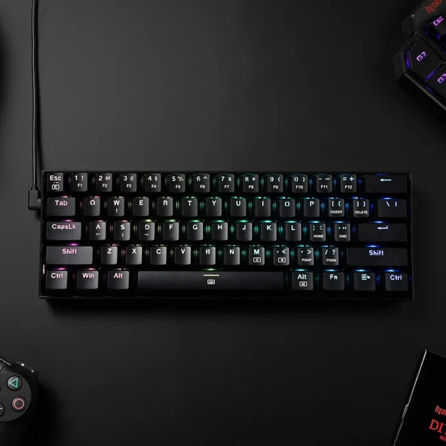 Redragon K630 Dragonborn 60% Wired RGB Gaming Keyboard, 61 Keys Compact Mechanical Keyboard with Linear Red Switch, Pro Driver Support, Black