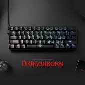 Redragon K630 Dragonborn 60% Wired RGB Gaming Keyboard, 61 Keys Compact Mechanical Keyboard with Linear Red Switch, Pro Driver Support, Black