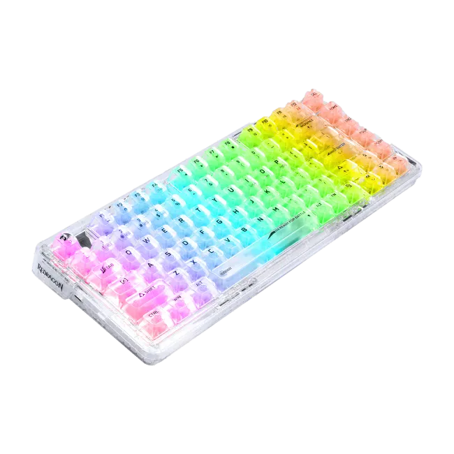 Redragon K649 3Modes PRO 75% Pre-built wireless, bluetooth, gaming, mechanical, RGB, white transparent Keyboard