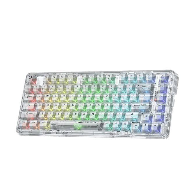 Redragon K649 3Modes PRO 75% Pre-built wireless, bluetooth, gaming, mechanical, RGB, white transparent Keyboard