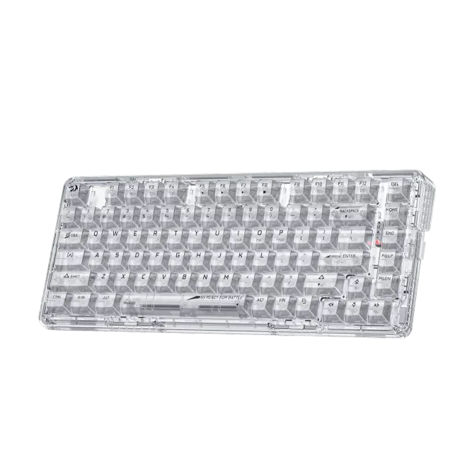 Redragon K649 3Modes PRO 75% Pre-built wireless, bluetooth, gaming, mechanical, RGB, white transparent Keyboard