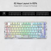 Redragon K649 3Modes PRO 75% Pre-built wireless, bluetooth, gaming, mechanical, RGB, white transparent Keyboard