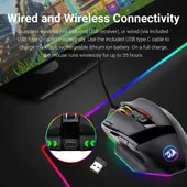 Redragon M801P PC Gaming Mouse LED RGB Backlit MMO 9 Programmable Buttons (Wireless, Black)