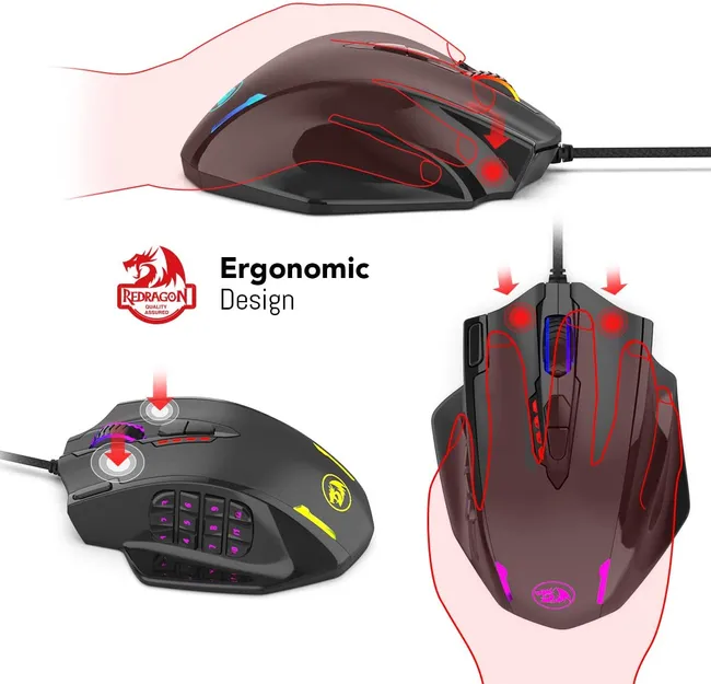 Redragon M908 Impact RGB with Side Buttons Optical Wired Gaming Mouse