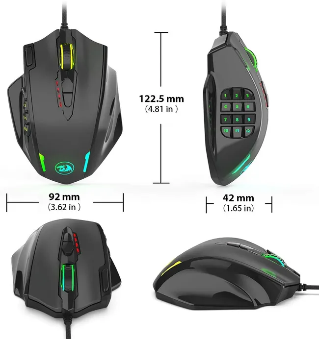 Redragon M908 Impact RGB with Side Buttons Optical Wired Gaming Mouse