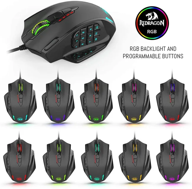 Redragon M908 Impact RGB with Side Buttons Optical Wired Gaming Mouse