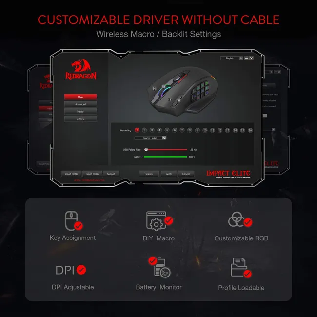 Redragon M913 Impact Elite Wireless Gaming Mouse