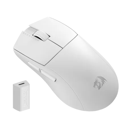 Redragon M916 PRO 3-Mode Wireless Gaming Mouse, Hype-Speed 4K Polling Rate, 49G Ultra-Light 26K DPI Gamer Mouse w/Ergonomic Natural Grip Build, Redefinable Macro Buttons, Software Supported ( White )