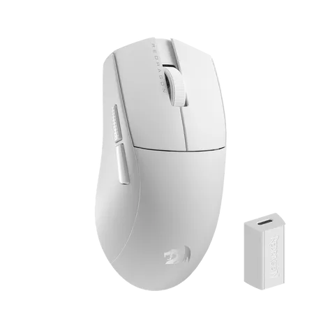 Redragon M916 PRO 3-Mode Wireless Gaming Mouse, Hype-Speed 4K Polling Rate, 49G Ultra-Light 26K DPI Gamer Mouse w/Ergonomic Natural Grip Build, Redefinable Macro Buttons, Software Supported ( White )