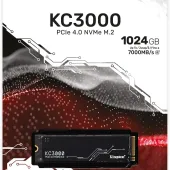 SSD Kingston 1024G KC3000 M.2 2280 PCIe 4.0 x4 NVMe SSD - SKC3000S/1024G, with read speeds up to 7000MB/s and write speeds up to 6000MB/s (SKC3000S/1024G)