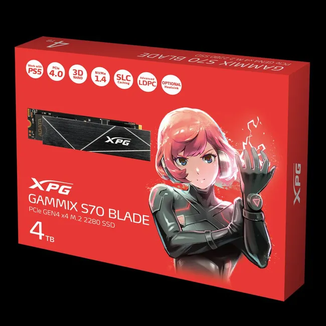 SSD XPG GAMMIX S70 BLADE 4TB M.2 2280 PCIe Gen 4.4 NVMe 1.4 (AGAMMIXS70B-4T-CS) up to 7400 MB/s read and 6800 MB/s write