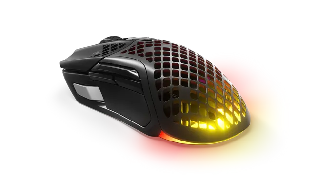 SteelSeries Aerox 5 Wireless Gaming Mouse Ultra Lightweight 74g 9 Buttons Bluetooth/2.4 GHz 180 Hr Battery IP54 Water Resistant PC/MAC FPS, MOBA, Battle Royale, Black