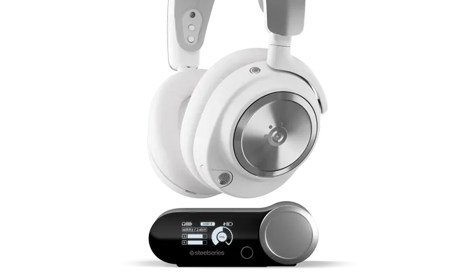 SteelSeries Arctis Nova Pro Wireless Multi-System Gaming Headset - Neodymium Magnetic Drivers - Active Noise Cancellation - Infinity Power System - ClearCast Gen 2Mic - PC, PS5, Switch, Mobile - White