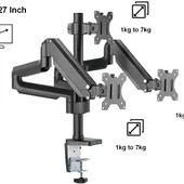 TWISTED MINDS TRIPLE MONITORS ALUMINUM ARM BLACK (TM-26-C018UP)