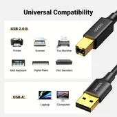 UGREEN USB 2.0 1.5M PRINTER CABLE AM TO BM ( 10350)