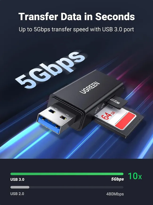 UGREEN USB 3.0 TO TF+SD DUAL CARD READER