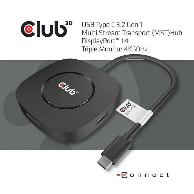 USB Type C 3.2 Gen 1 Multi Stream Transport (MST)Hub DisplayPort1.4 Triple Monitor