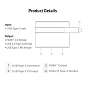 USB Type-C to HDMI™ 2.0 + USB 2.0 + USB Type-C Charging Mini Dock