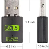 USB WiFi Bluetooth Adapter, 600Mbps Dual Band 2.4/5Ghz Wireless Network External Receiver, Mini WiFi Dongle for PC/Laptop/Desktop